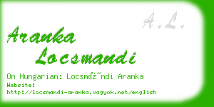 aranka locsmandi business card